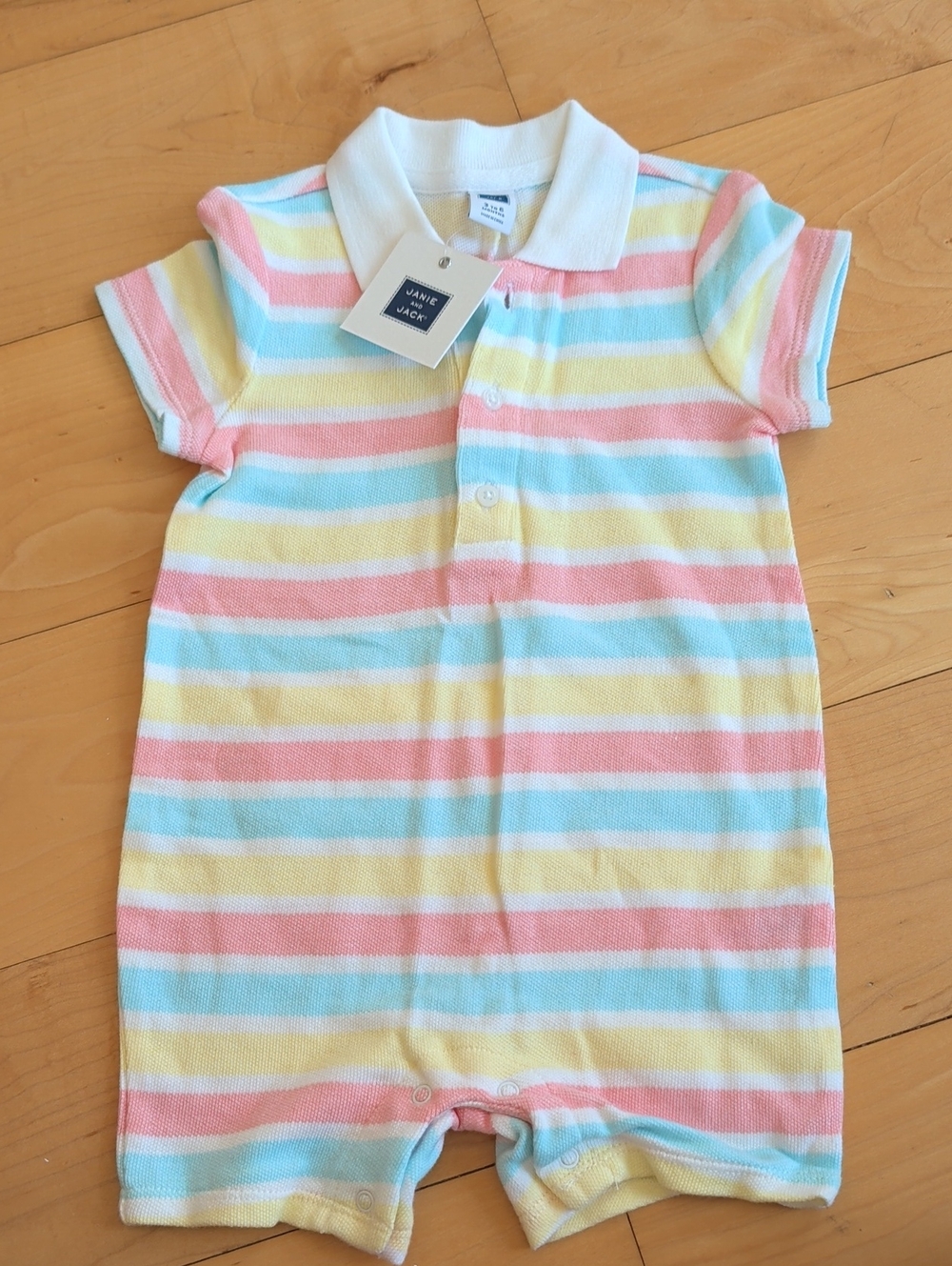 Janie and Jack Pastel Stripe Polo Romper